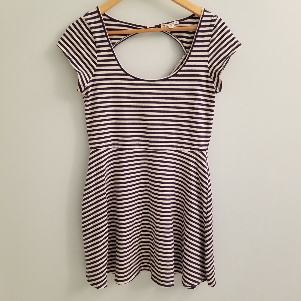 American Eagle Navy Nautical Striped Mini Dress